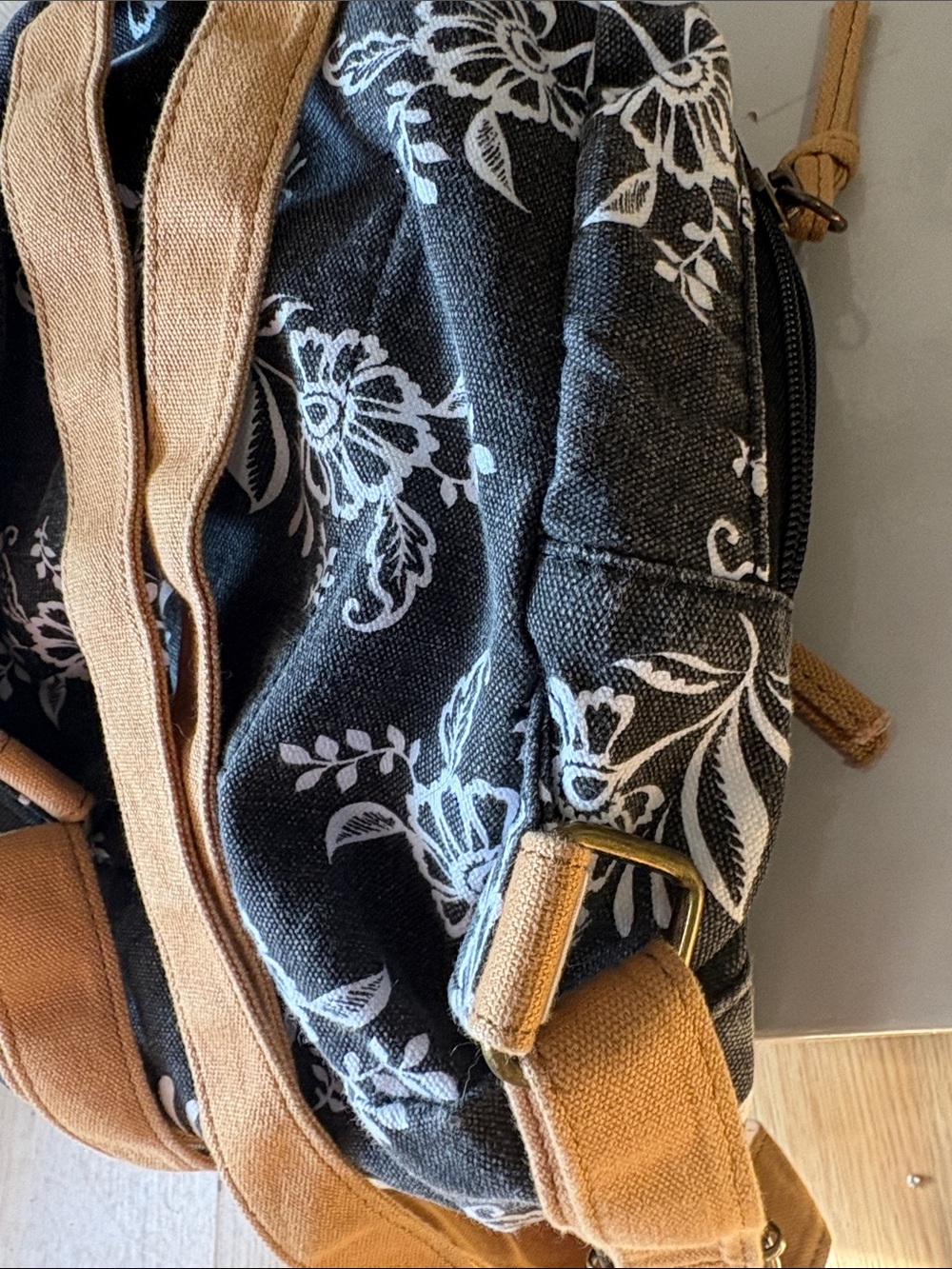 O'Neill Black Floral Canvas mini Backpack - Picture 3 of 5